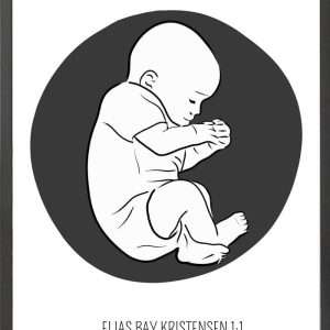 Birth poster / fødselsplakat 1:1 - Fosterstilling lyserød