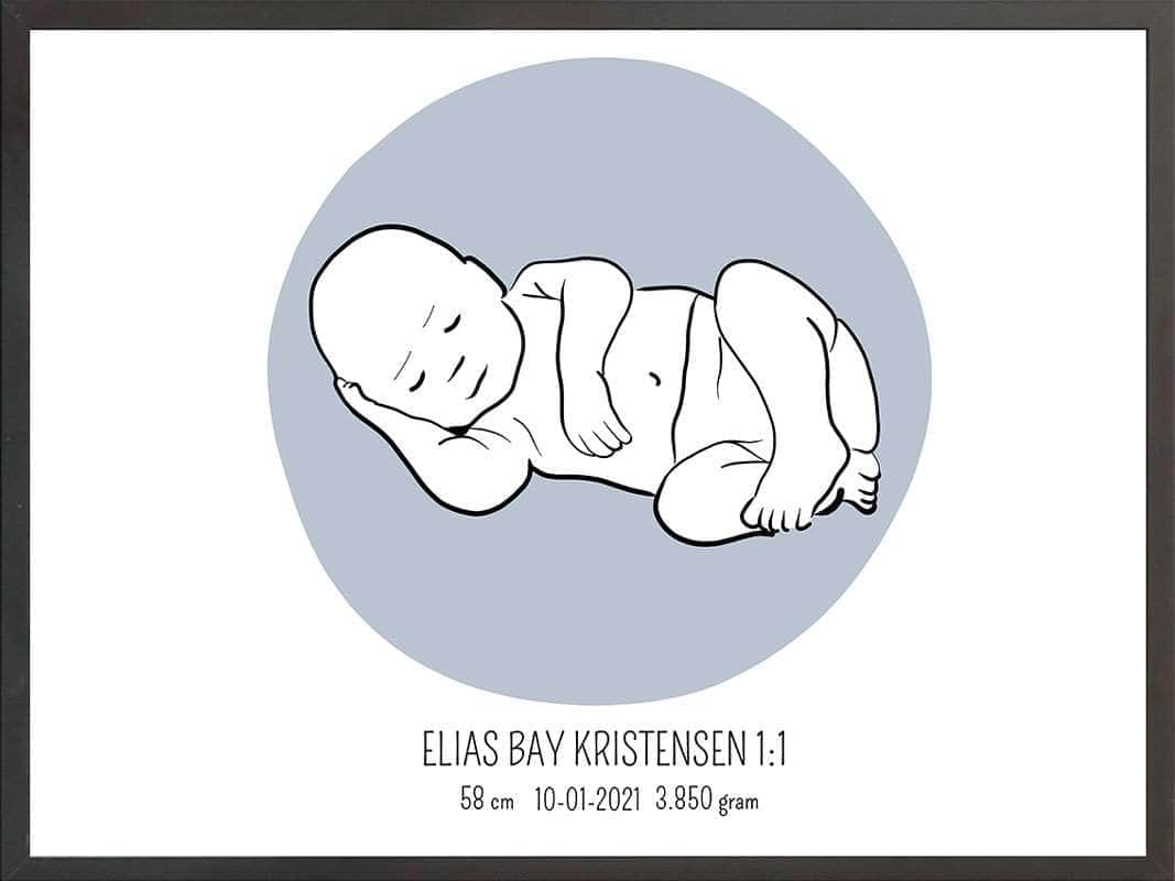 Birth poster / fødselsplakat 1:1 - Liggende lyserød