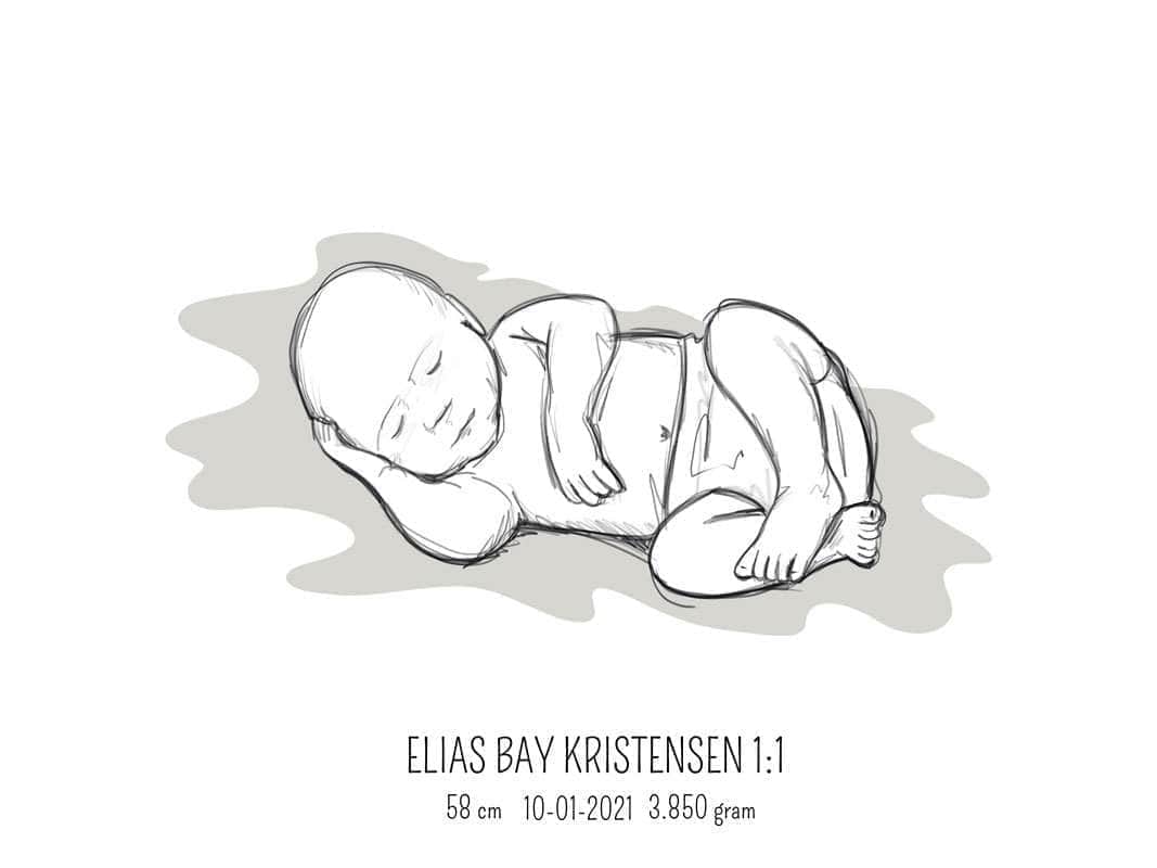 Birth poster / fødselsplakat 1:1 - Liggende lyserød