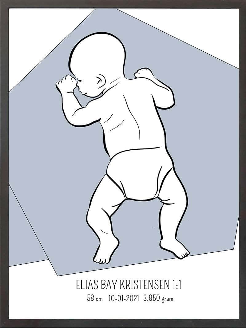 Birth poster / fødselsplakat 1:1 - På maven lyserød