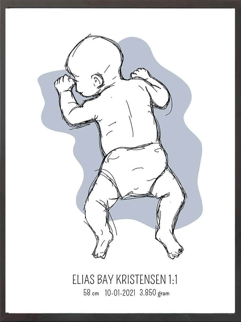 Birth poster / fødselsplakat 1:1 - På maven lyserød