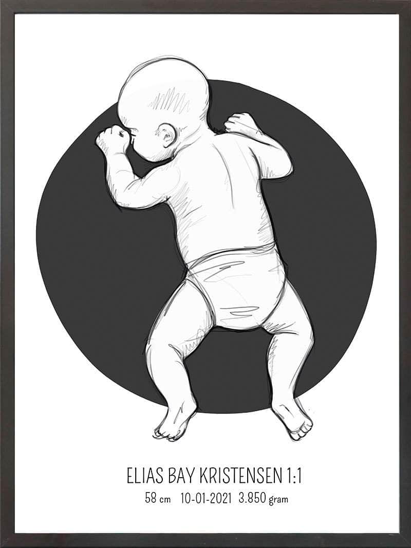 Birth poster / fødselsplakat 1:1 - På maven lyserød