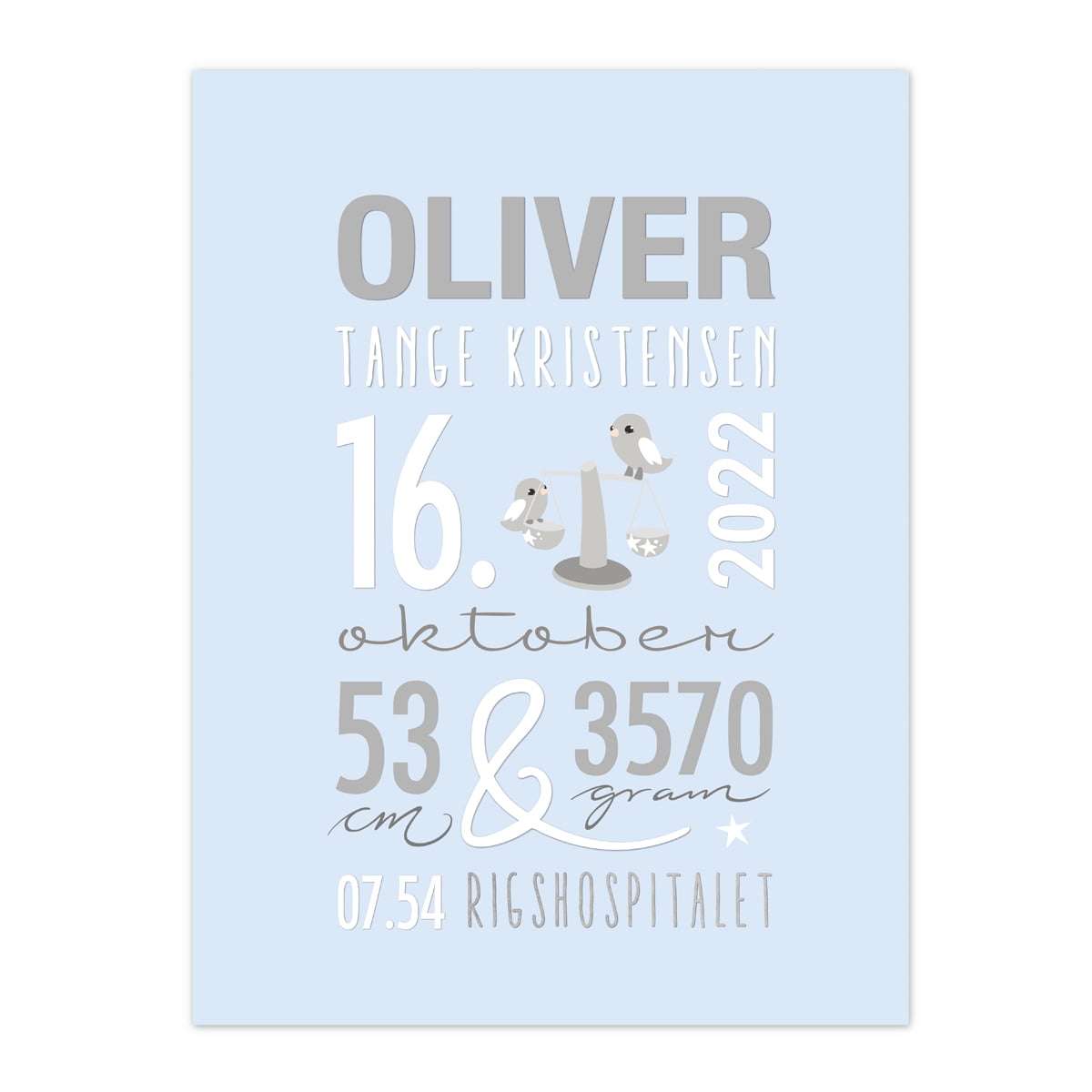 Navneplakat | Minimalistisk | Pastel Blue